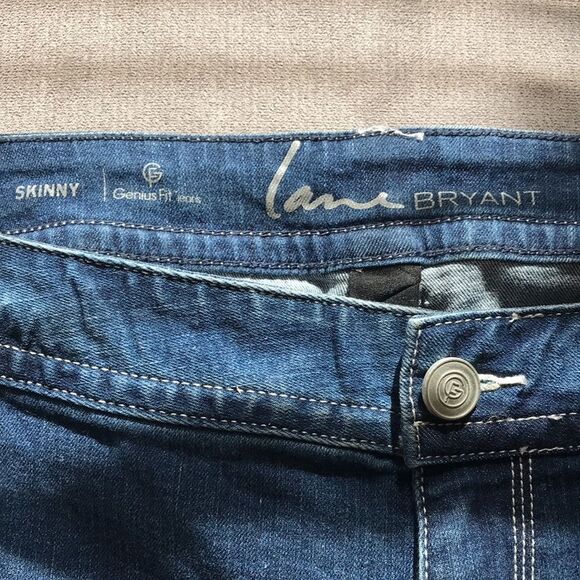 Lane Bryant Genius Fit Skinny Jeans Women Plus 24 Destroyed Studded Back‎ Pocket - Picture 5 of 12